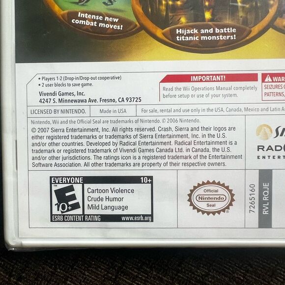 Crash of the Titans Nintendo Wii Game - BRAND NEW FACTORY SEALED Package (2007) - Picture 4 of 7